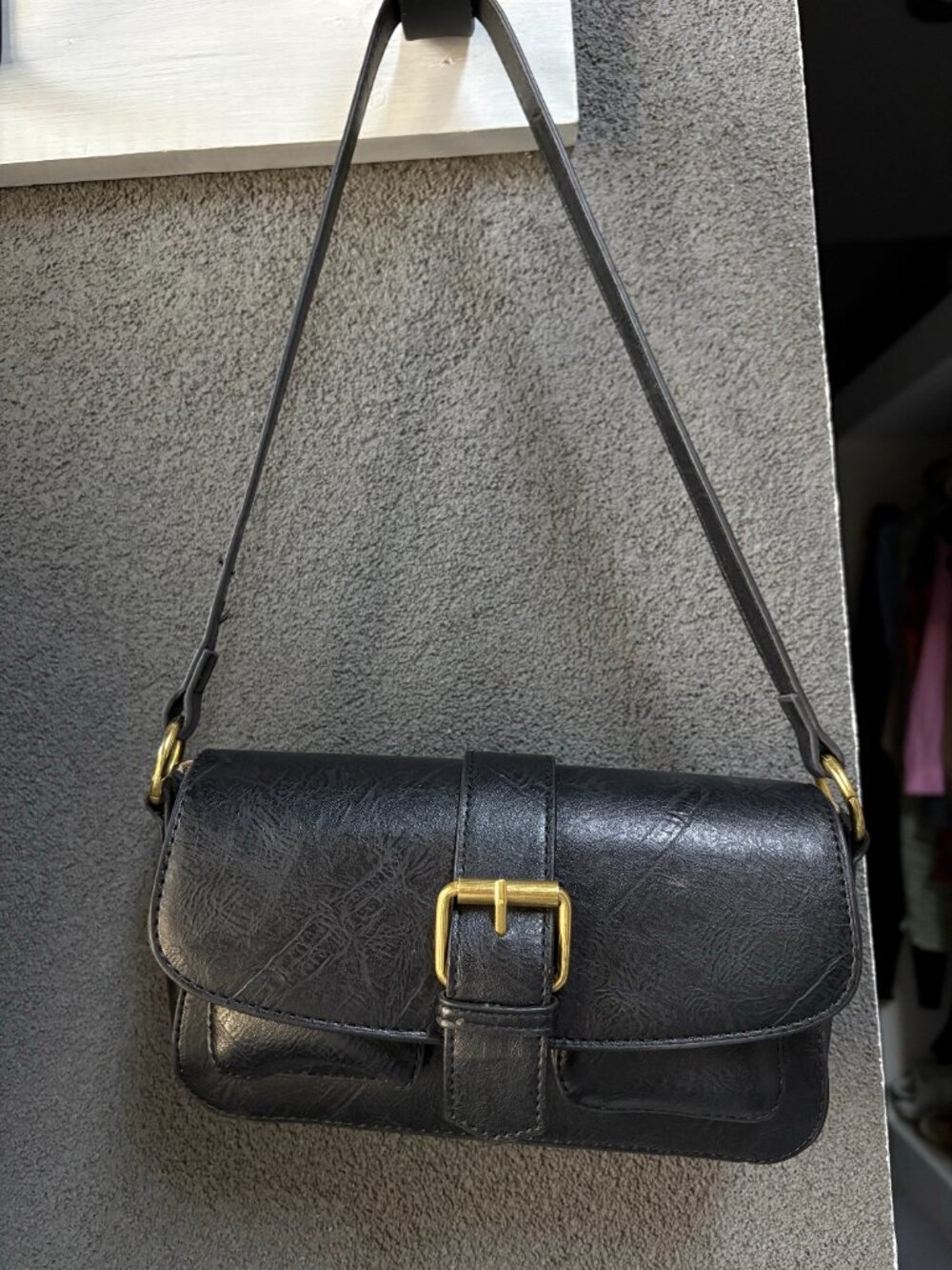 Edikted Black Faux Leather Shoulder Bag